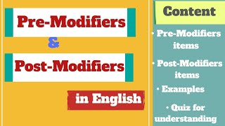 Premodifiers and postmodifiers in English [upl. by Eednac]