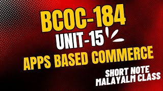 BCOS184UNIT15APPS BASED COMMERCEIGNOU [upl. by Anerhs]