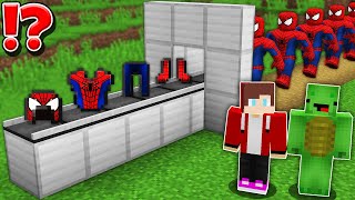 JJ and Mikey create SPIDER MAN ARMOR CHALLENGE in Minecraft  Maizen Minecraft [upl. by Charline]