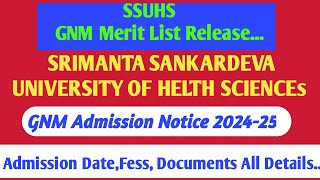 SSUHS GNM Merit List 202425ssuhs GNM Result 2024ssuhs GNM Admission Notice [upl. by Asyram650]