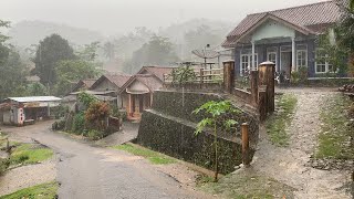 Heavy Rain and Strong Thunder  Walk in Village Life Above the Beautiful Mountains  Rain Sounds [upl. by Doomham]