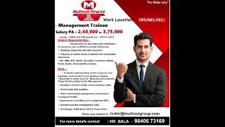 Hiring Management Trainee  Muthoot Finance  Tirunalveli location [upl. by Ruvolo]