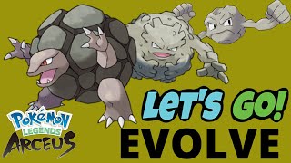 Catch or Evolve Evolving Geodude into Graveler into Golem Pokémon Legends Arceus [upl. by Anirdna]