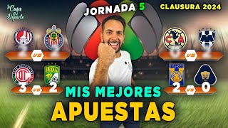 PRONÓSTICOS LIGA MX ⚽️🏆  JORNADA 5  APUESTAS DEPORTIVAS  FUTBOL MEXICANO  CLAUSURA 2024 [upl. by Netsrijk]