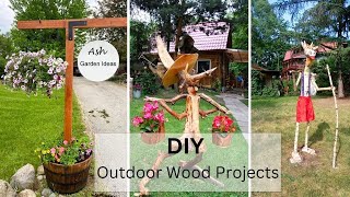 garden wood deocration wood decoration in the garden  garden ideas with wood garden woodprojects [upl. by Loos]