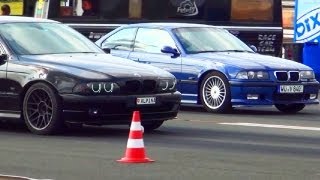 BMW Alpina B10 vs BMW Alpina B6  Drag Race Rennen 14 Meile Acceleration Beschleunigungsrennen [upl. by Leibarg]