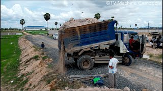 Full VDO 4H Filling Up Using Perfectly Dozer Komatsu D58P Leveling Ground amp Truck5T Unloading [upl. by Akimahs]