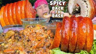 Spicy Lechon Belly Roll amp Spicy Garlic Butter Tahong Mukbang [upl. by Leelaj]