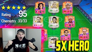 EA FC 25 FIFA 25 WELTREKORD 5x HEROS in FULL HERO 121 Rated FUT DRAFT Challenge Ultimate Team [upl. by Nylle]