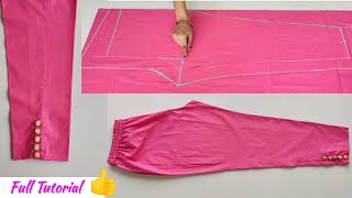 Very Easy Pant Trouser Cutting and stitching Womens Pant cutting and stitching  Palazzo Pant [upl. by Broderick]