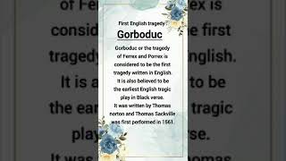 Facts About Gorboduc first english tragedy shorts youtubeshorts [upl. by Bena253]