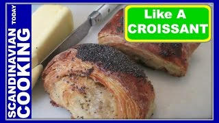 Tebirkes med remonce opskrifter  Danish Pastry Poppy Seed Roll  Like a Croissant [upl. by Nagy]