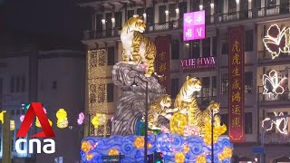 Chinese New Year lightup at Chinatown features lanterns in shape of Bengal tigers [upl. by Rehpinnej]