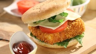 Crunchy Paneer Burger  Sanjeev Kapoor Khazana [upl. by Erikson551]