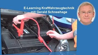 Starthilfe Batterie leer überbrücken Starthilfekabel ELearning Kraftfahrzeugtechnik [upl. by Leslie]