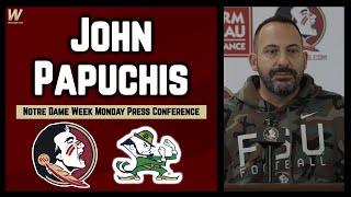 John Papuchis Press Conference Notre Dame Week  North Carolina Recap  FSU Football  Warchant FSU [upl. by Alacim6]