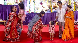 Rani Mukerji With Kids Cute Moment at North Bombay Sarbojanin Durga Puja 2024 [upl. by Monarski]