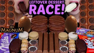 ASMR LEFTOVER DESSERT RACE CHOCOLATE CREAM MOCHI MILKA OREO SANDWICH BAR MAGNUM KITKATS 먹방 [upl. by Andrew]