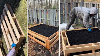 How to Build a raised garden bed with free pallets  Life with Queenii  garden 2023 [upl. by Enihpad]