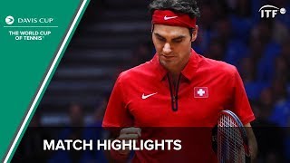 Federer vs Gasquet Highlights  Federer Wins The Davis Cup for Switzerland  ITF [upl. by Atinwahs308]