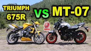 YAMAHA MT 07 VS TRIUMPH STREET TRIPLE 675 2 VS 3 CILINDROS BLITZ RIDER [upl. by Volny361]