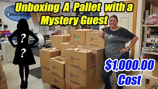 Unboxing a 100000 Pallet with a Mystery Guest  We got the most random items in todays unboxing [upl. by Anavoig344]