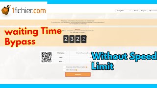 Skip Waiting time of 1Fichier  Bypass without speed Limit [upl. by Dorette838]