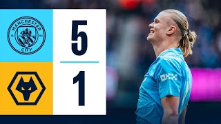 HIGHLIGHTS HAALAND HITS FOUR AS CITY POWER PAST WOLVES  Man City 5  1 Wolves  Premier League [upl. by Eeltrebor]