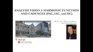 Analysis Video 3 Harmonic Function and Cadences PAC IAC and HC [upl. by Neelyhtak]