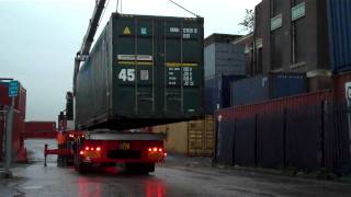 shipping container for sale being loaded on to delivery lorry  wwwbullmanscontainerscouk [upl. by Orag]