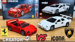 F40 Then vs Countach Now  A comparison of two great LEGO cars [upl. by Anelis]