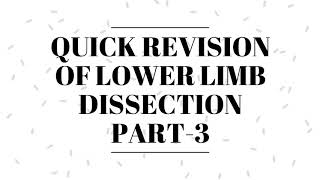 QUICK REVISION OF LOWER LIMB DISSECTION FOR ANATOMY VIVA  PRACTICAL PART3  BY DR MITESH DAVE [upl. by Eydie267]