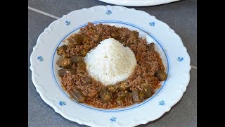 Receta Cubana Quimbombó o Okra con Picadillo [upl. by Nwahser]