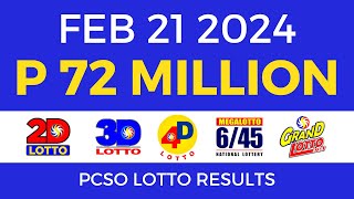 Lotto Result February 21 2024 9pm PCSO [upl. by Akkire]