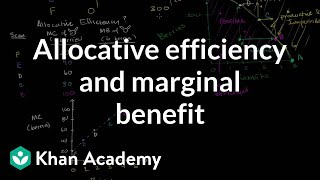 Allocative efficiency and marginal benefit  Microeconomics  Khan Academy [upl. by Ydnarb33]