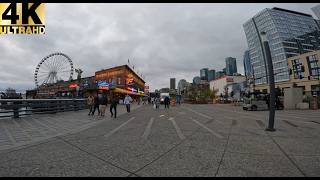 4K Seattle Waterfront Walking Tour A Normal Gloomy Day [upl. by Lietman465]