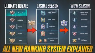 ALL NEW RANKING SYSTEM EXPLAINEDULTIMATE ROYALE CASUAL SEASON WOW SEASON ESPORTS MODE PUBGBGMI [upl. by Eidnak]