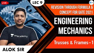 Trusses and Frames 1  L9  Engineering Mechanics Revision for GATE 2021 [upl. by Malarkey]