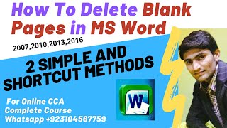 How To Delete Remove Extra Blank Page in MS Word  Urdu  Hindi [upl. by Joshuah]