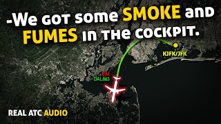 SMOKE in the cockpit right after takeoff Delta Airbus A321NEO REAL ATC [upl. by Eintrok403]