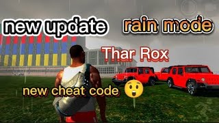 Indian bike driving 3d new update Rain 🌧️ mode thar rox All new cheat codes indianbikedriving3d [upl. by Nhaj]