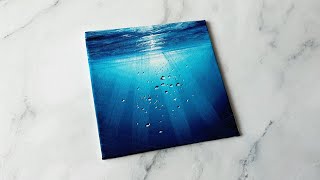 Underwater painting using only 3 colours  easy acrylic painting on mini canvas [upl. by Lasley]