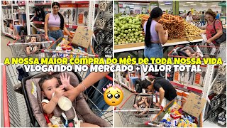 A NOSSA MAIOR COMPRA DO MÊS VLOGANDO NO MERCADO PREÇOS DOS PRODUTOS  QUANTO GASTAMOS [upl. by Conall]