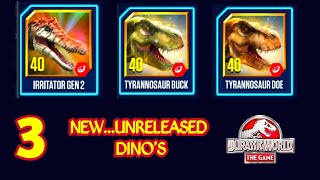 NEW ‼️ 3 UNRELEASED DINO FIRST LOOK  JURASSIC WORLD THE GAME [upl. by Nolana489]