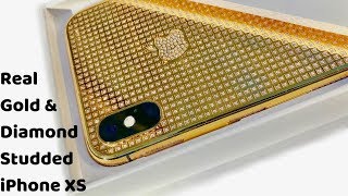 Real Gold iPhone Xs amp Apple watch  Diamond studded iPhone [upl. by Cassilda556]