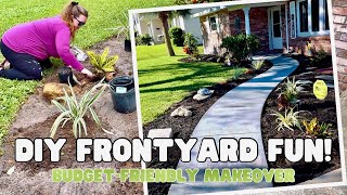 Giving our BORING front yard a Makeover on a BUDGET  DIY front yard landscaping project [upl. by Paulo]