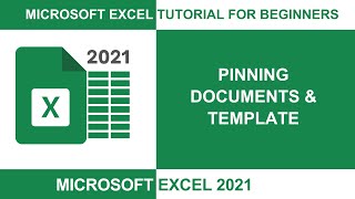 05 Microsoft Excel Tutorial for Beginners  Pinning Documents amp Template [upl. by Einehpets650]