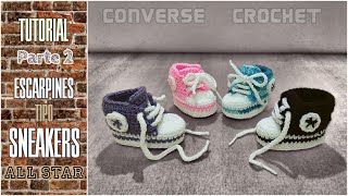 Sneakers para bebé a crochet tipo Converse All Star 23 [upl. by Pokorny]