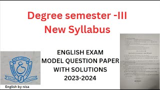 DEGREE 2nd Year NEW SYLLABUS III SEMESTER ENGLISH PAPER PATTERN  OSMANIA UNIVERSITY [upl. by Carrnan226]