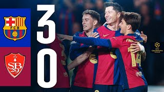 HIGHLIGHTS  FC BARCELONA 3 vs 0 BREST  UEFA CHAMPIONS LEAGUE 202425 [upl. by Heyward]